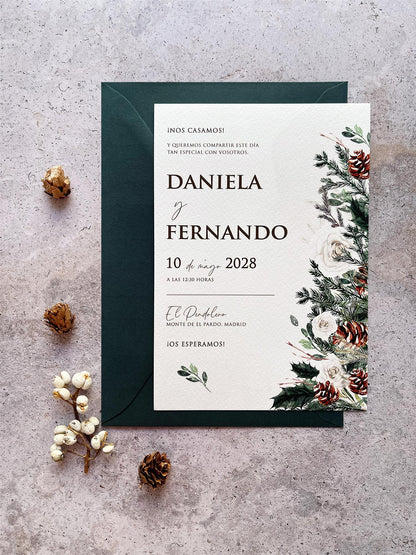 Invitación de Boda Pinos Rosas