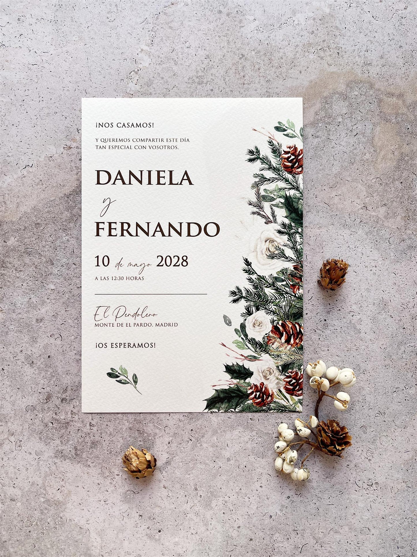 Invitación de Boda Pinos Rosas