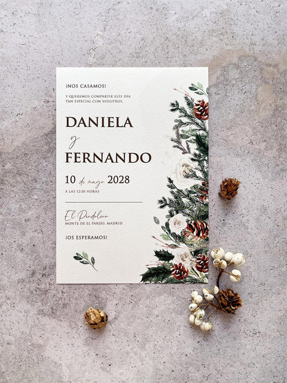 Invitación de Boda Pinos Rosas