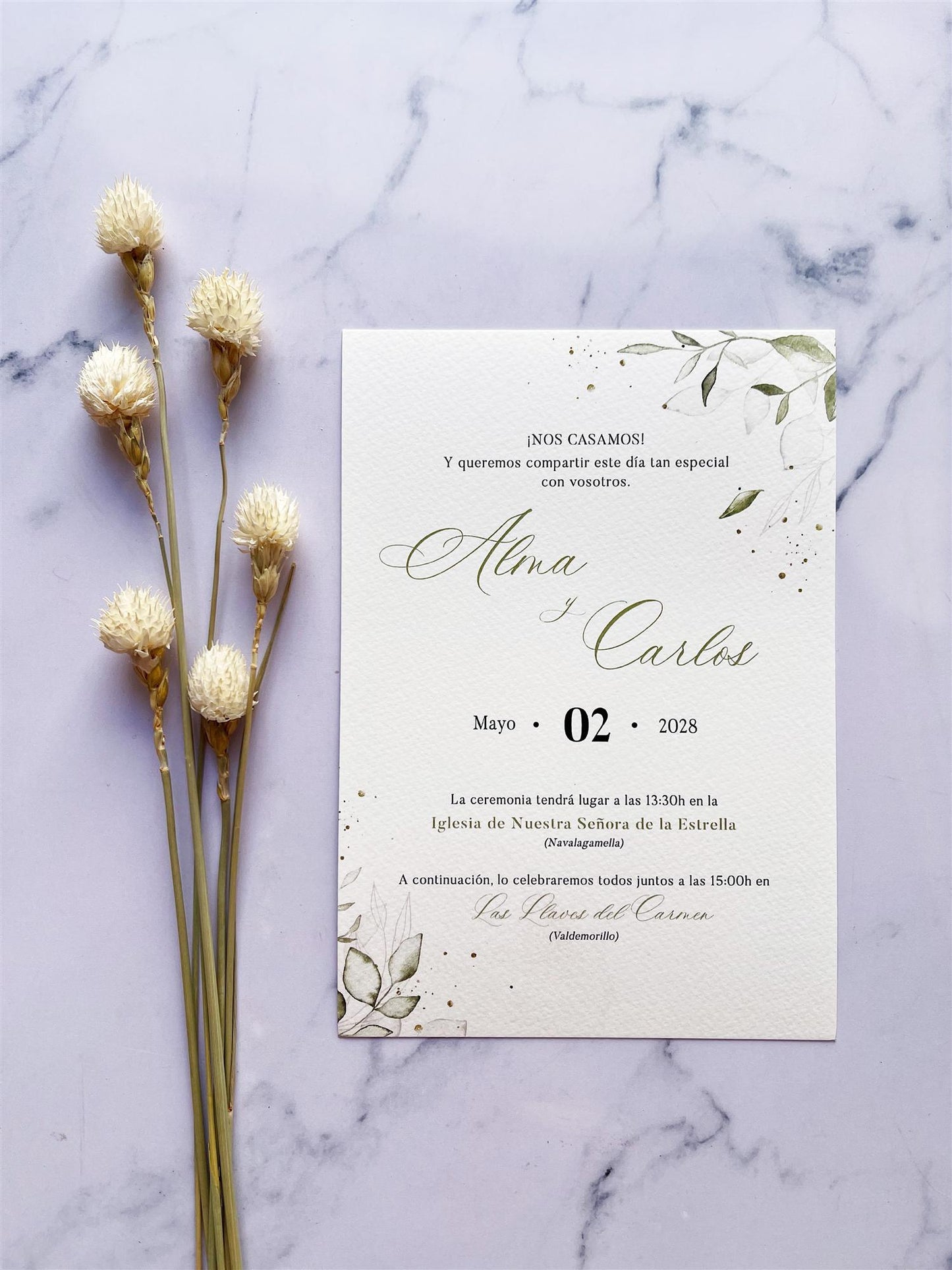 Invitación de Boda Verde Olivo