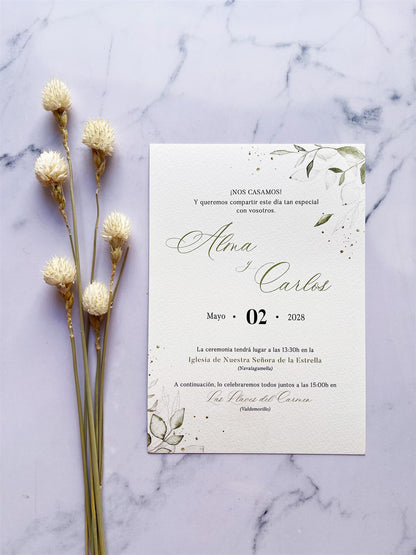 Invitación de Boda Verde Olivo