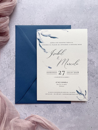 Invitación de Boda Azul Elegante