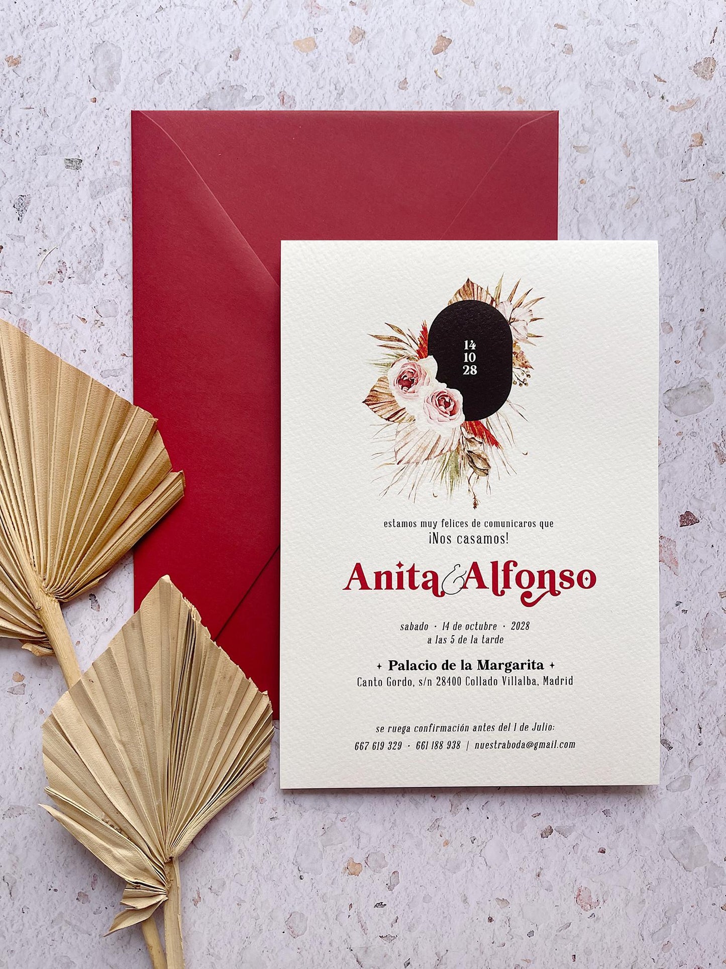 Invitación de Boda Flores Bohemia