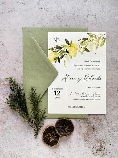 Invitación de Boda Cítrica Limón
