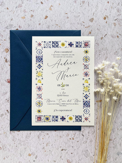 Invitación de Boda Estilo Mediterráneo