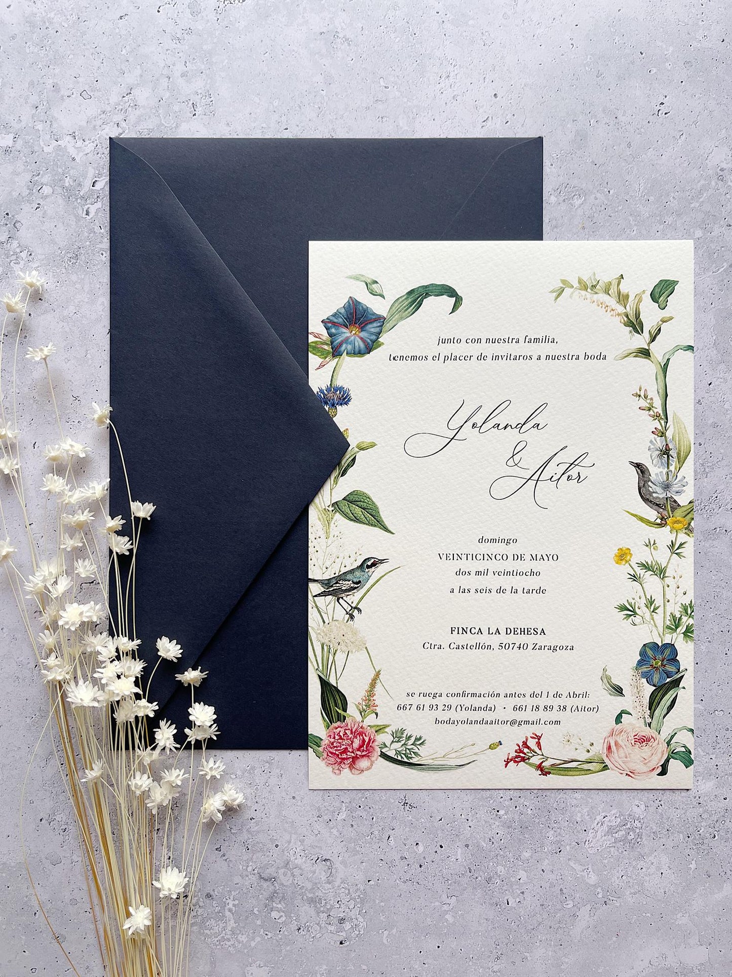 Invitación de Boda Flores Azules