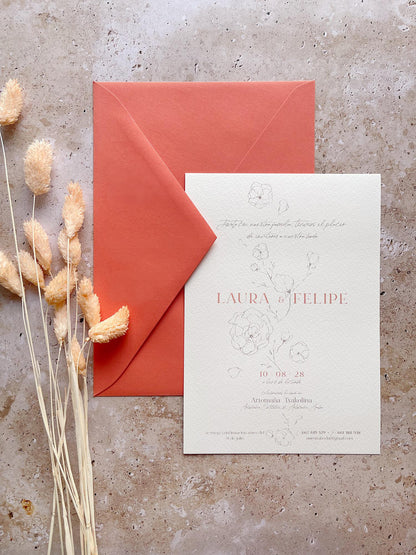 Invitación de Boda Flores Minimalista