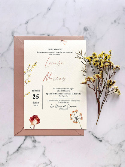 Invitación de Boda Flores Rosas