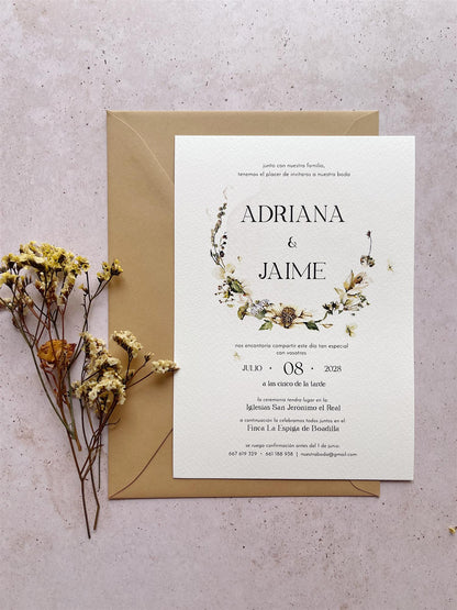 Invitación de Boda Flores Secas