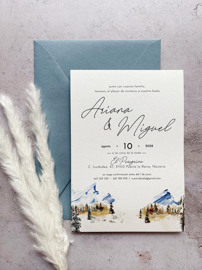 Invitación de Boda Montaña Acuarela