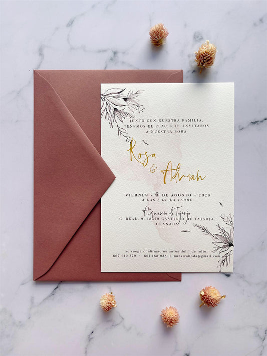 Invitación de Boda Rosa Palo