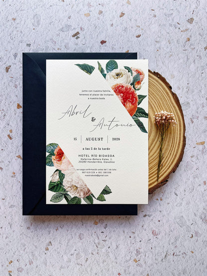 Invitación de Boda Rosas Vintage