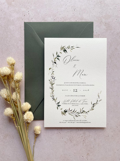 Invitación de Boda Verde Royal