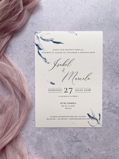 Invitación de Boda Azul Elegante