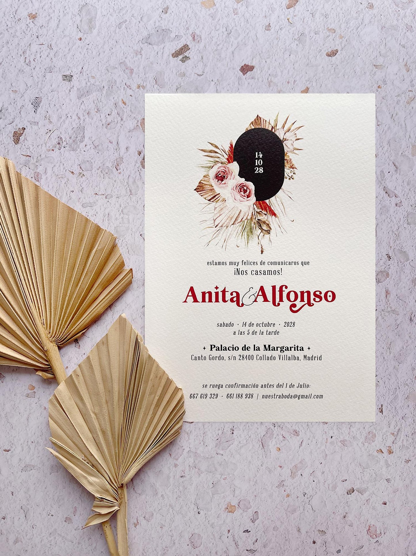 Invitación de Boda Flores Bohemia