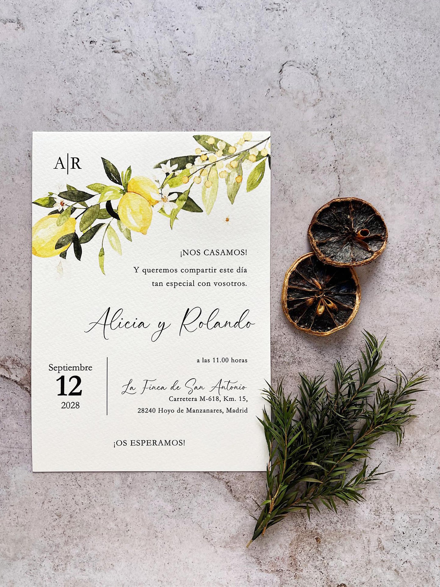 Invitación de Boda Cítrica Limón