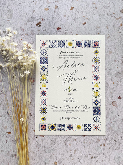 Invitación de Boda Estilo Mediterráneo