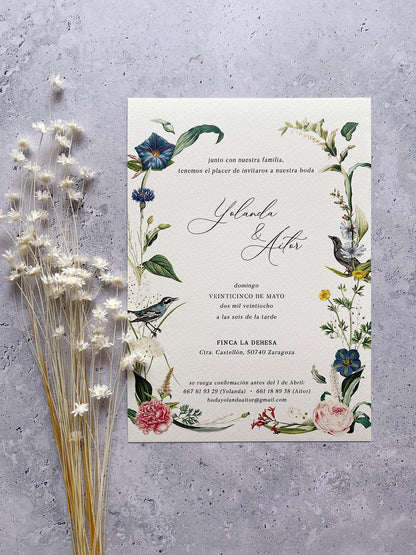 Invitación de Boda Flores Azules