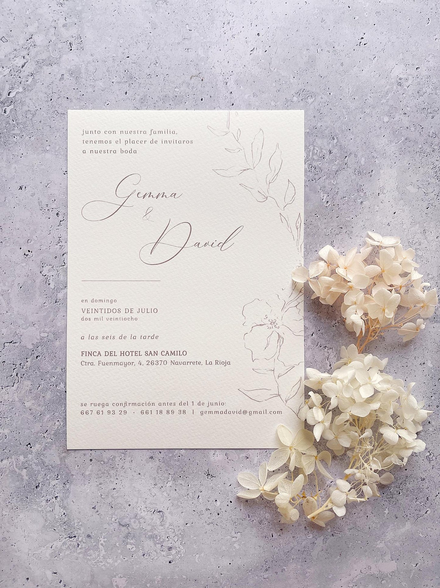 Invitación de Boda Flores Elegantes