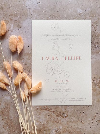 Invitación de Boda Flores Minimalista