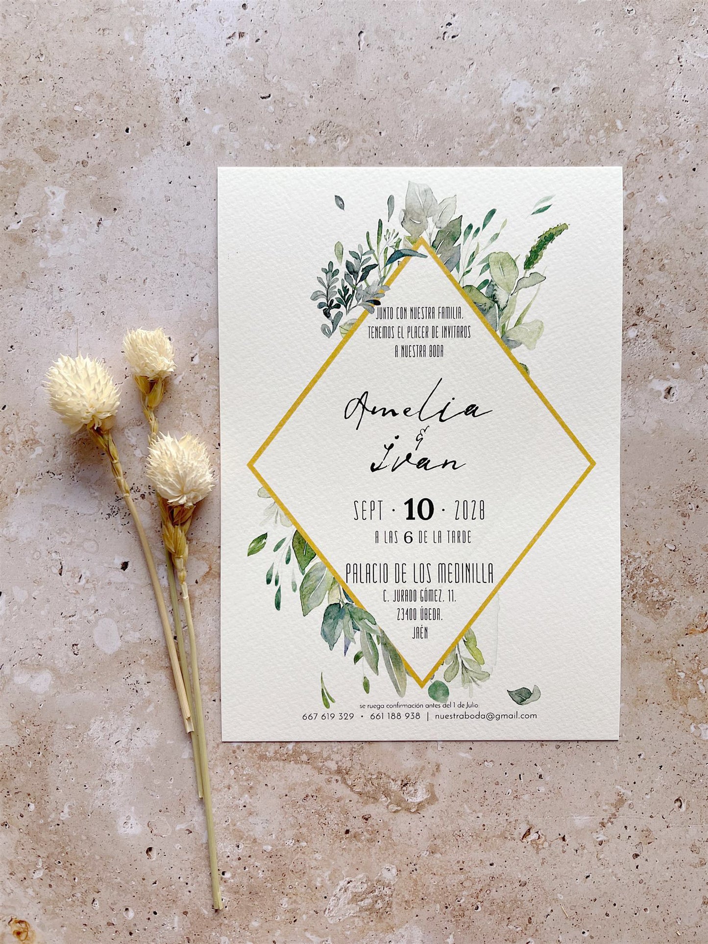 Invitación de Boda Flores Naturales