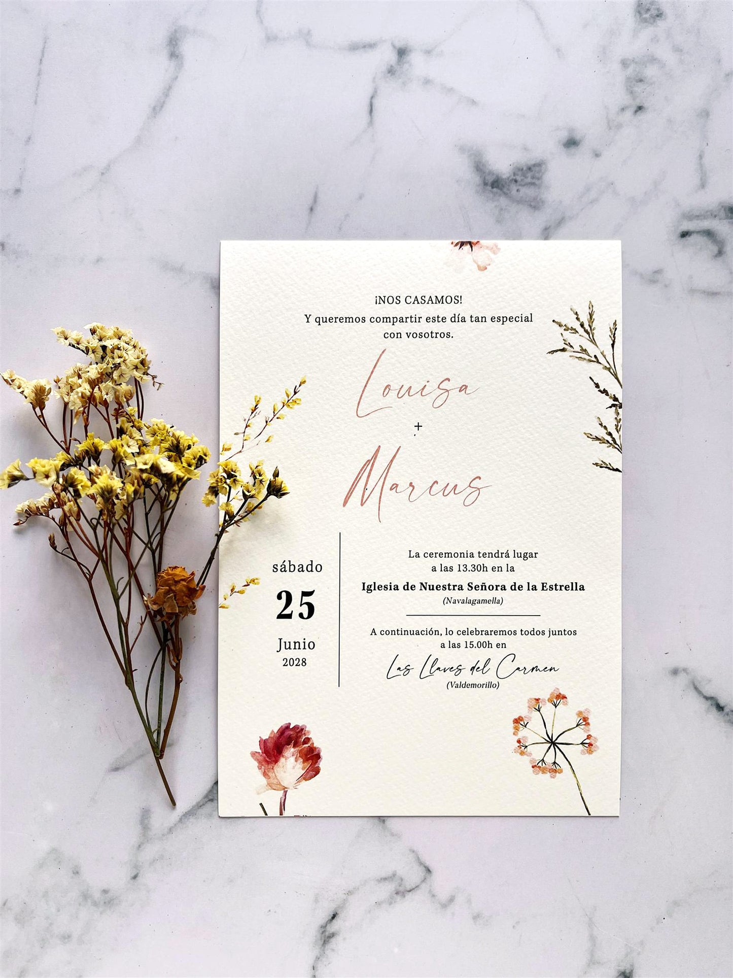 Invitación de Boda Flores Rosas