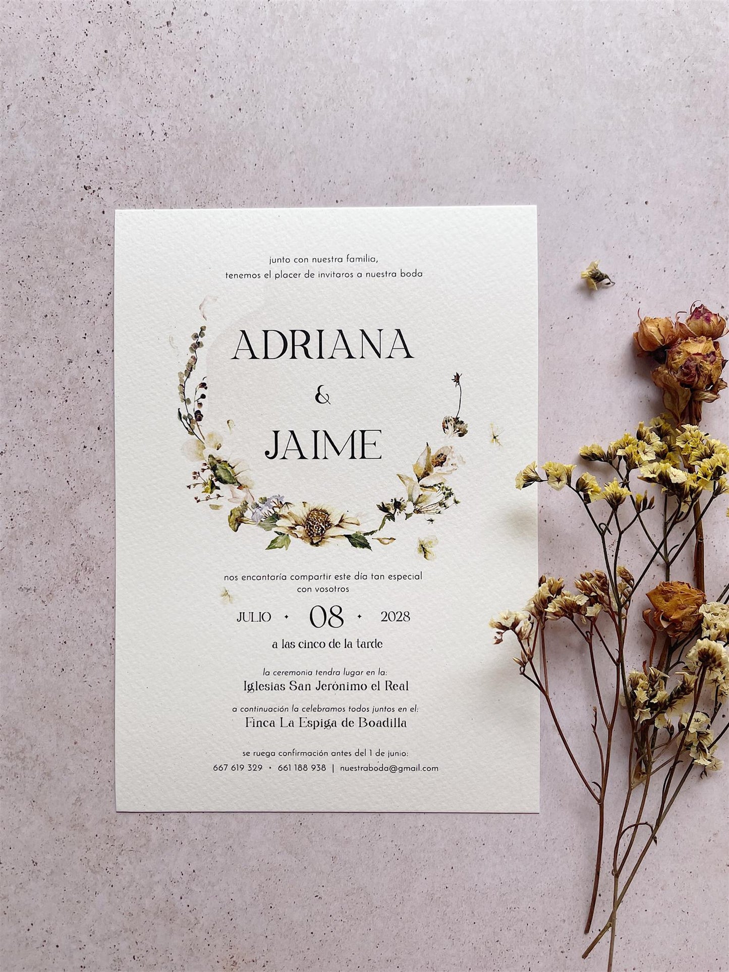 Invitación de Boda Flores Secas