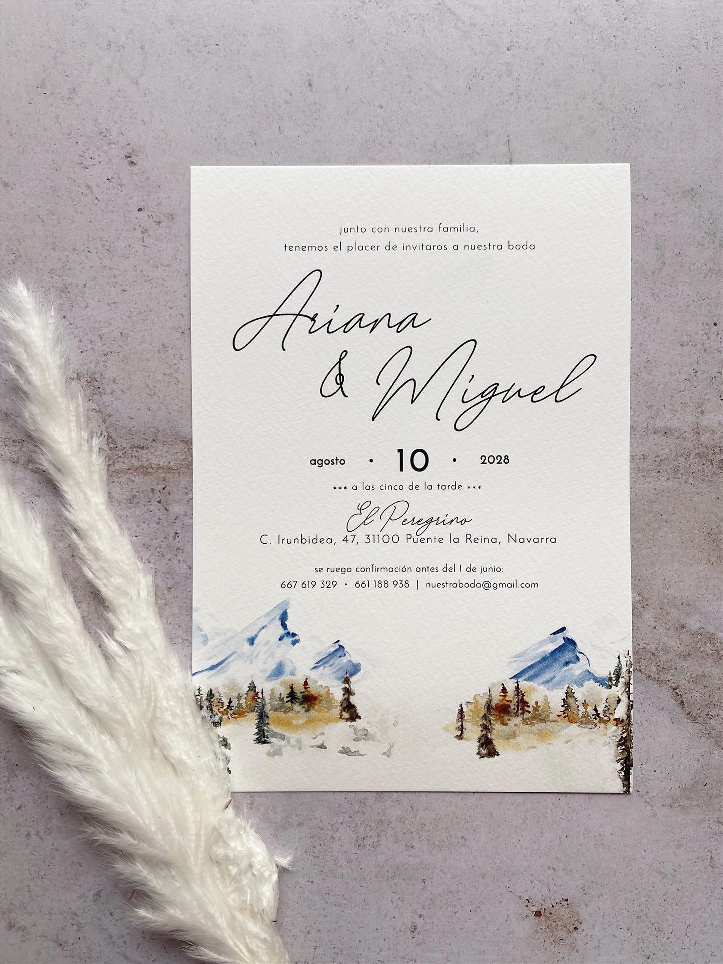 Invitación de Boda Montaña Acuarela