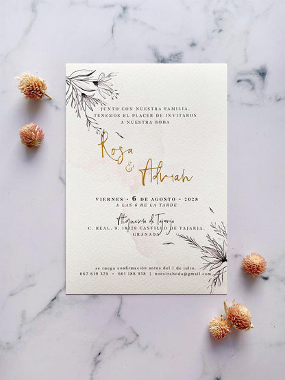 Invitación de Boda Rosa Palo