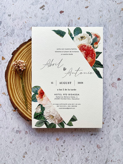 Invitación de Boda Rosas Vintage