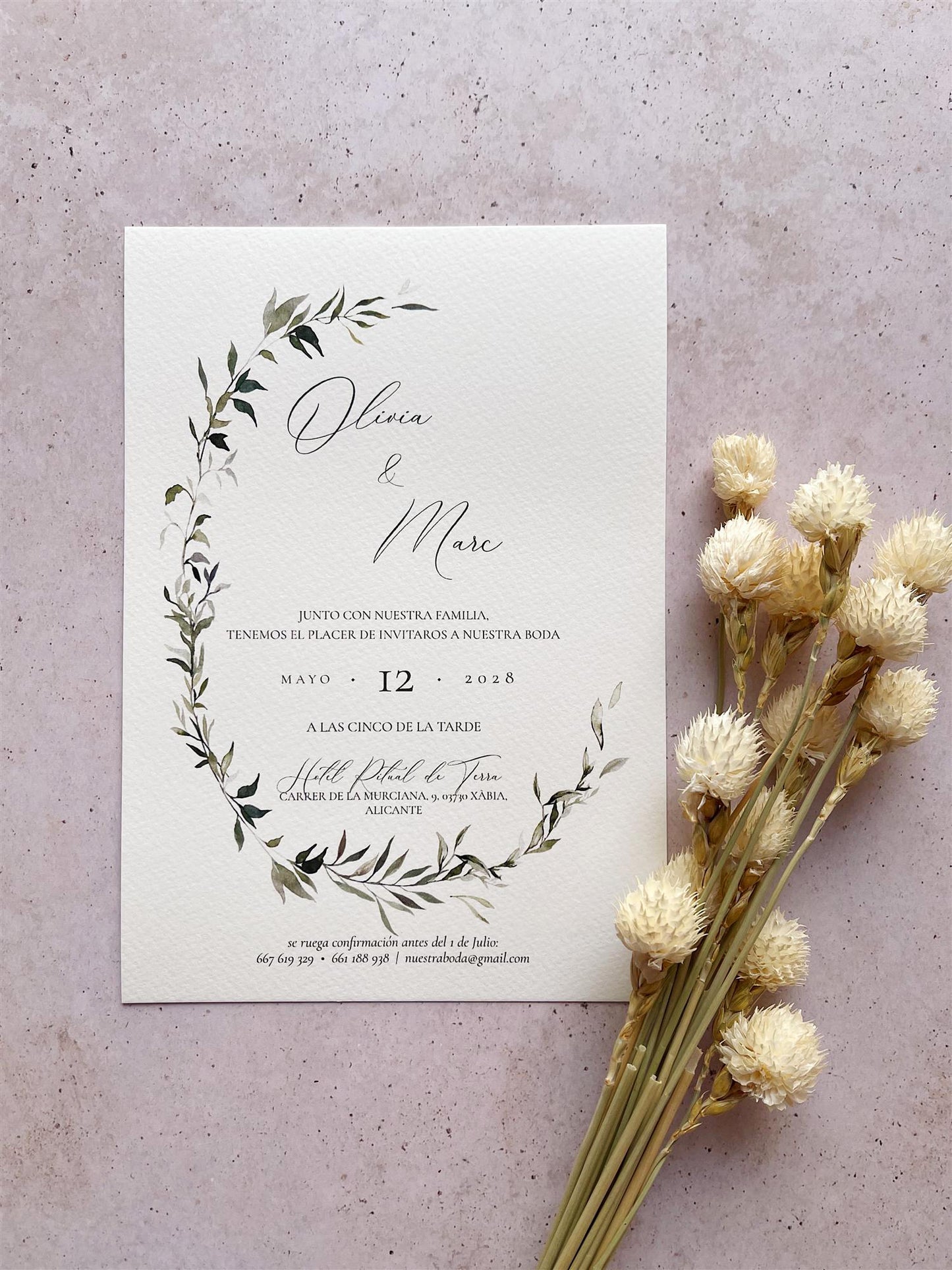 Invitación de Boda Verde Royal