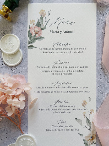 Menú de Boda Florales