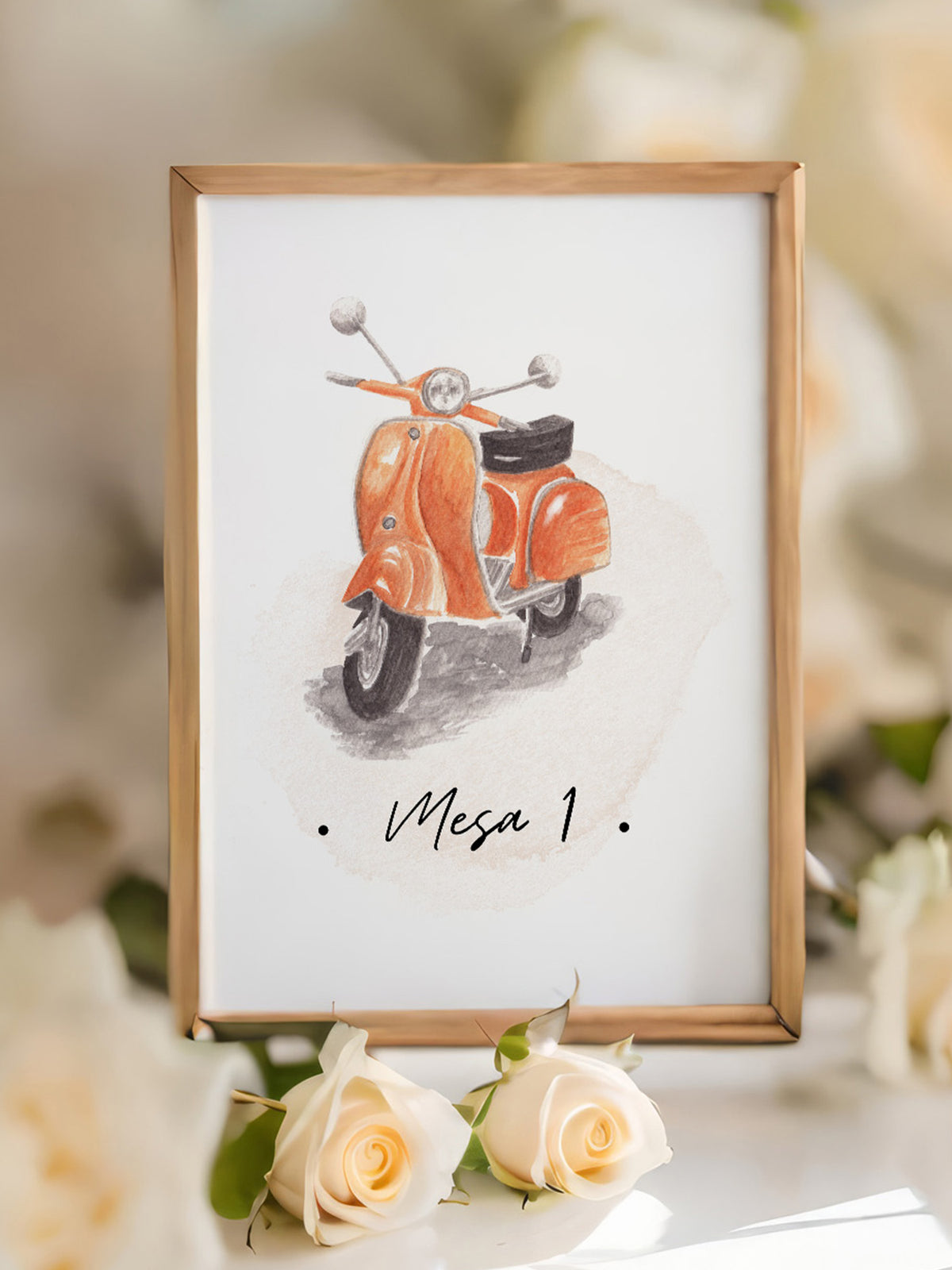 Meseros de motos en acuarela
