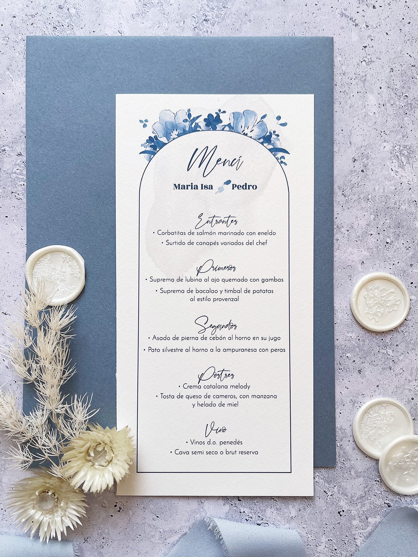 Menú de Boda Azul Flores