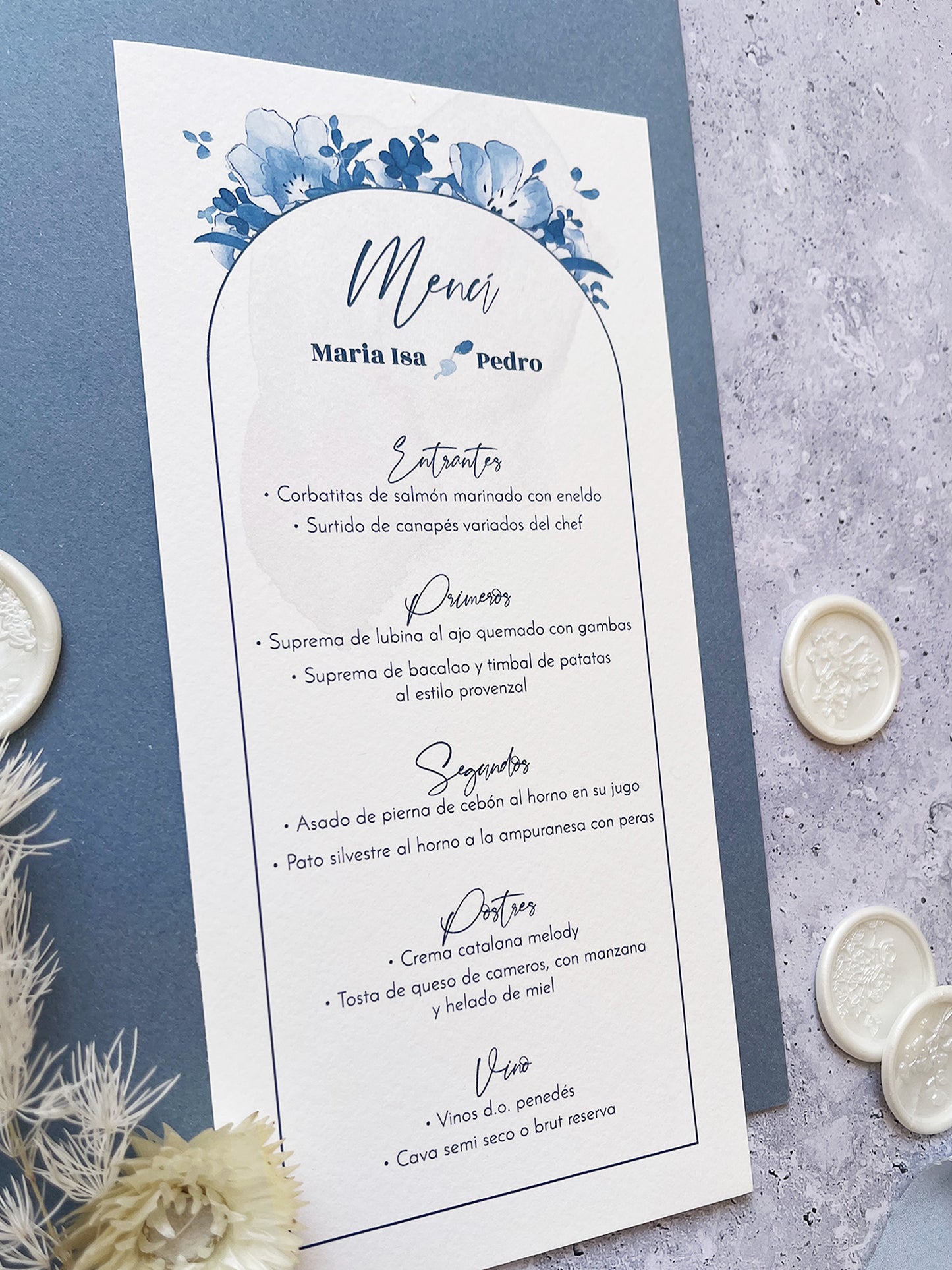 Menú de Boda Azul Flores