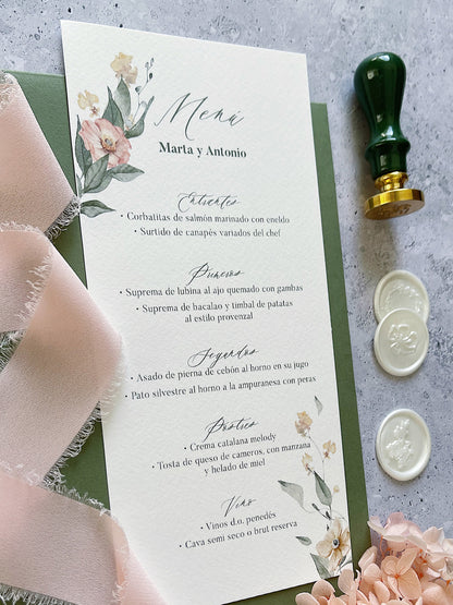 Menú de Boda Florales