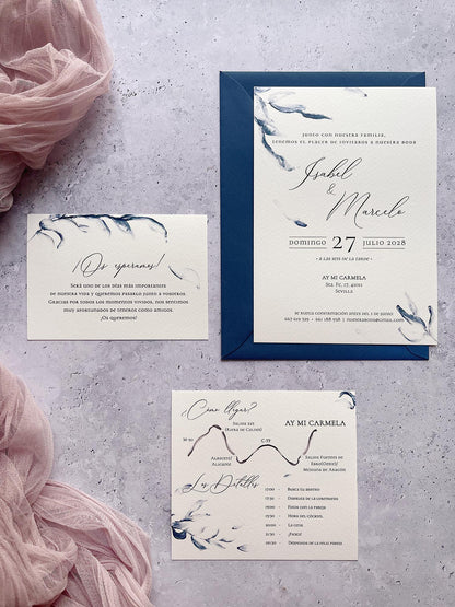 Invitación de Boda Azul Elegante