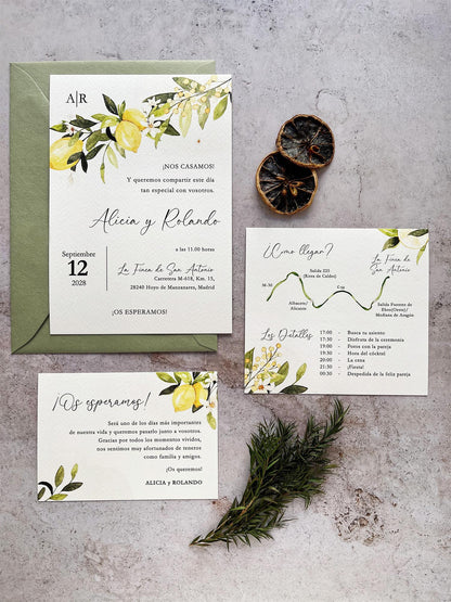 Invitación de Boda Cítrica Limón