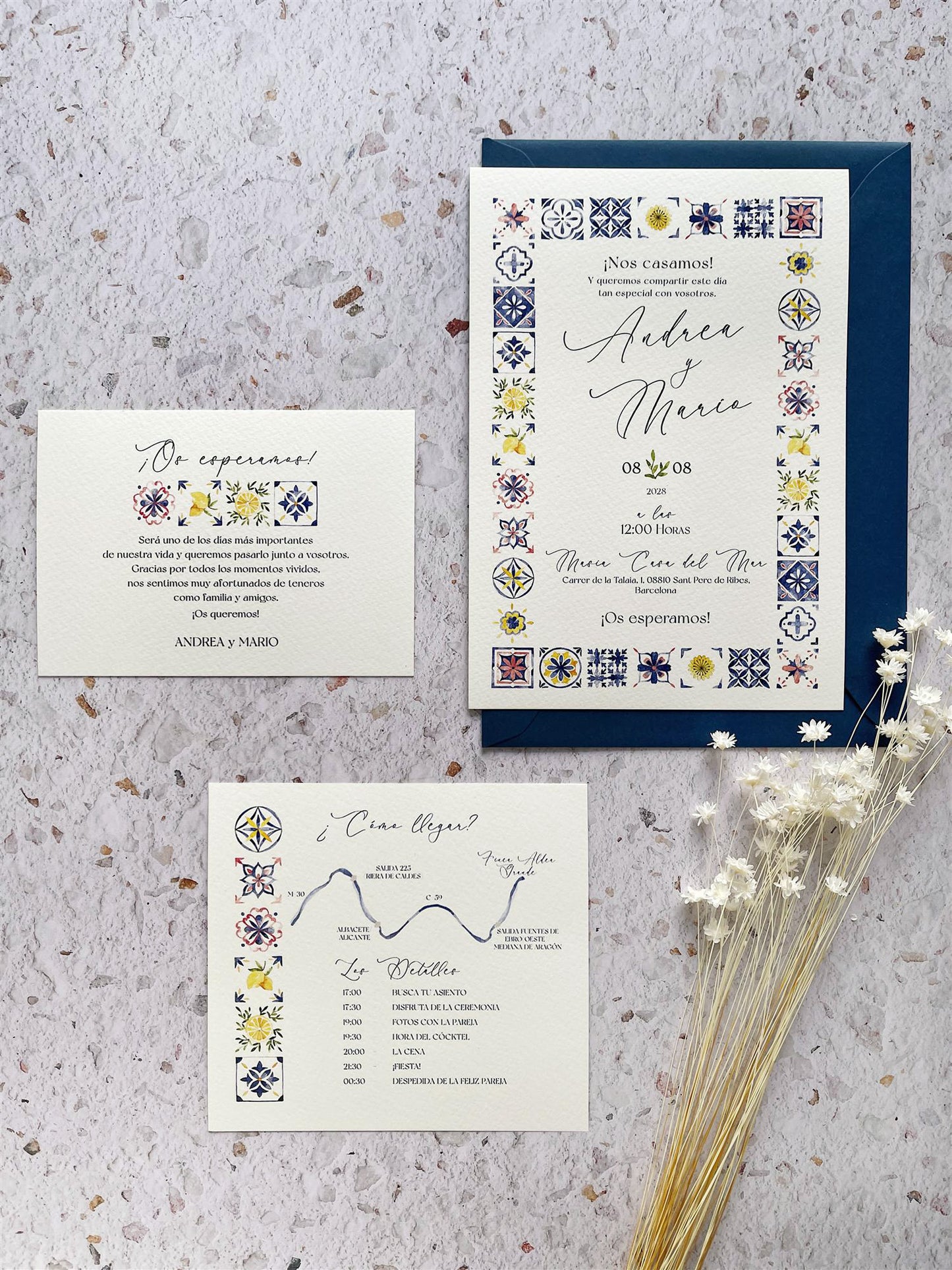 Invitación de Boda Estilo Mediterráneo