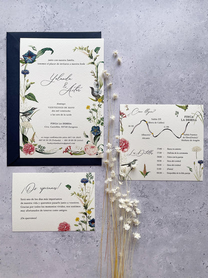 Invitación de Boda Flores Azules