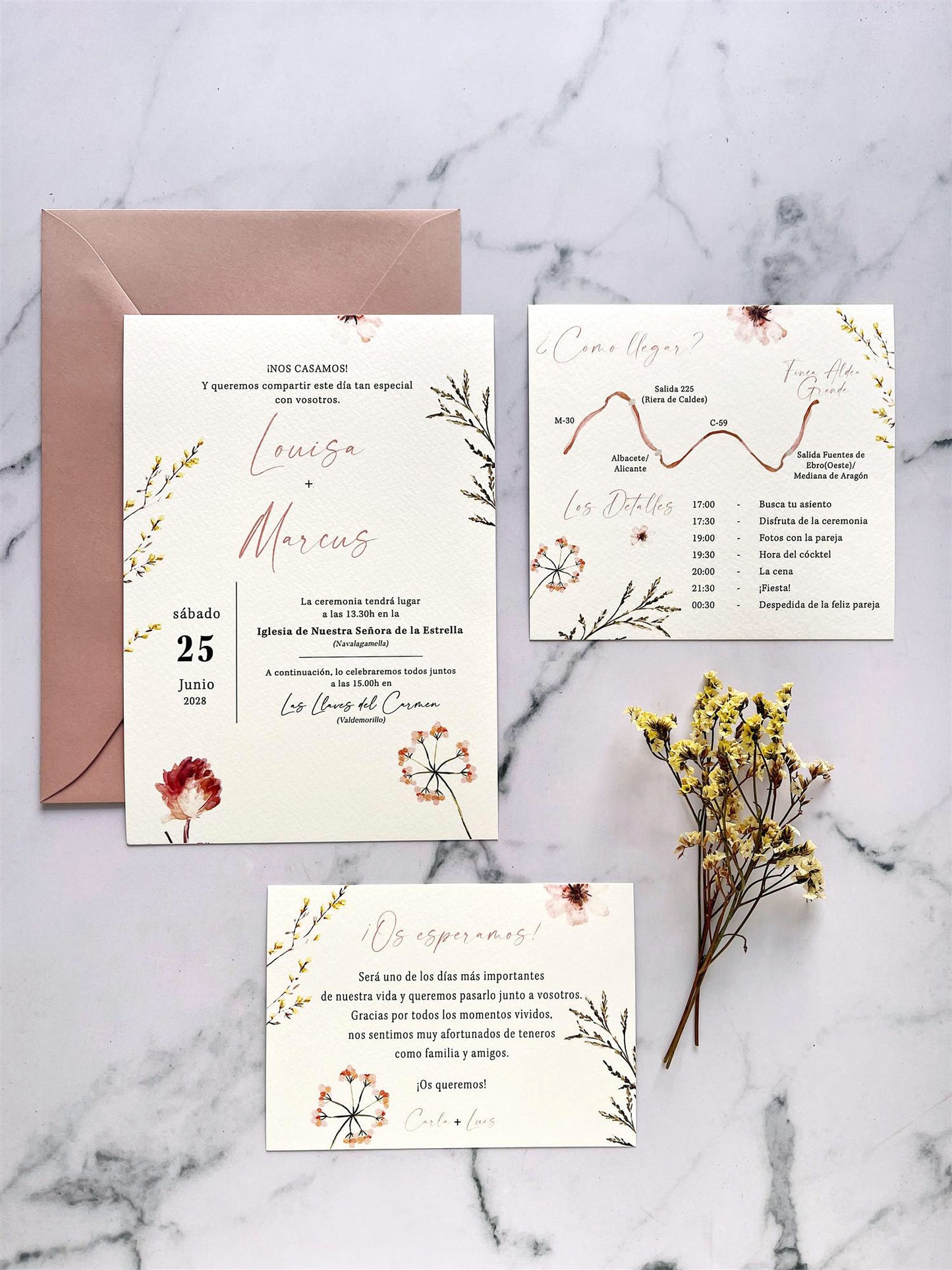 Invitación de Boda Flores Rosas