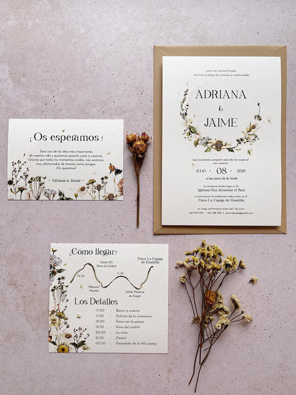 Invitación de Boda Flores Secas