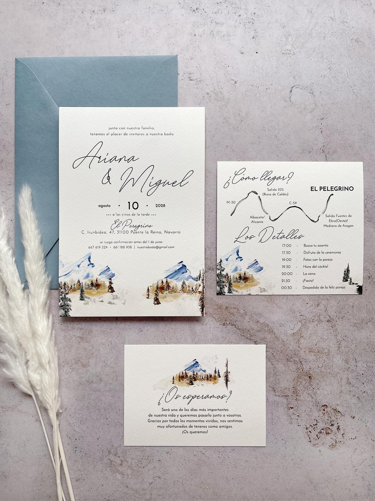 Invitación de Boda Montaña Acuarela