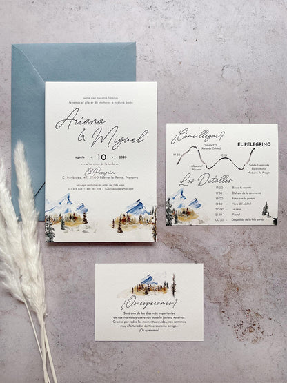 Invitación de Boda Montaña Acuarela