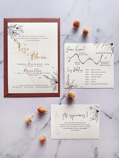 Invitación de Boda Rosa Palo
