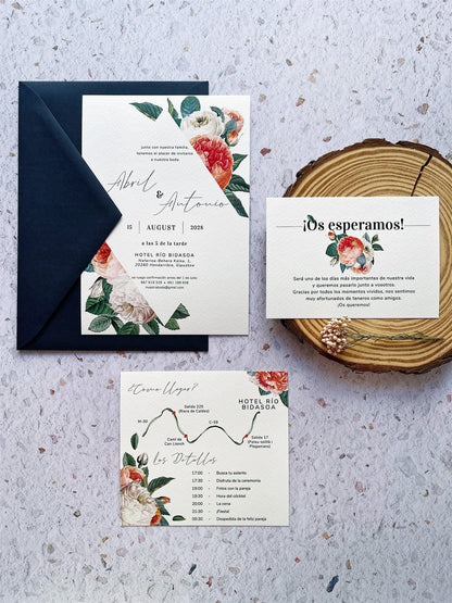 Invitación de Boda Rosas Vintage