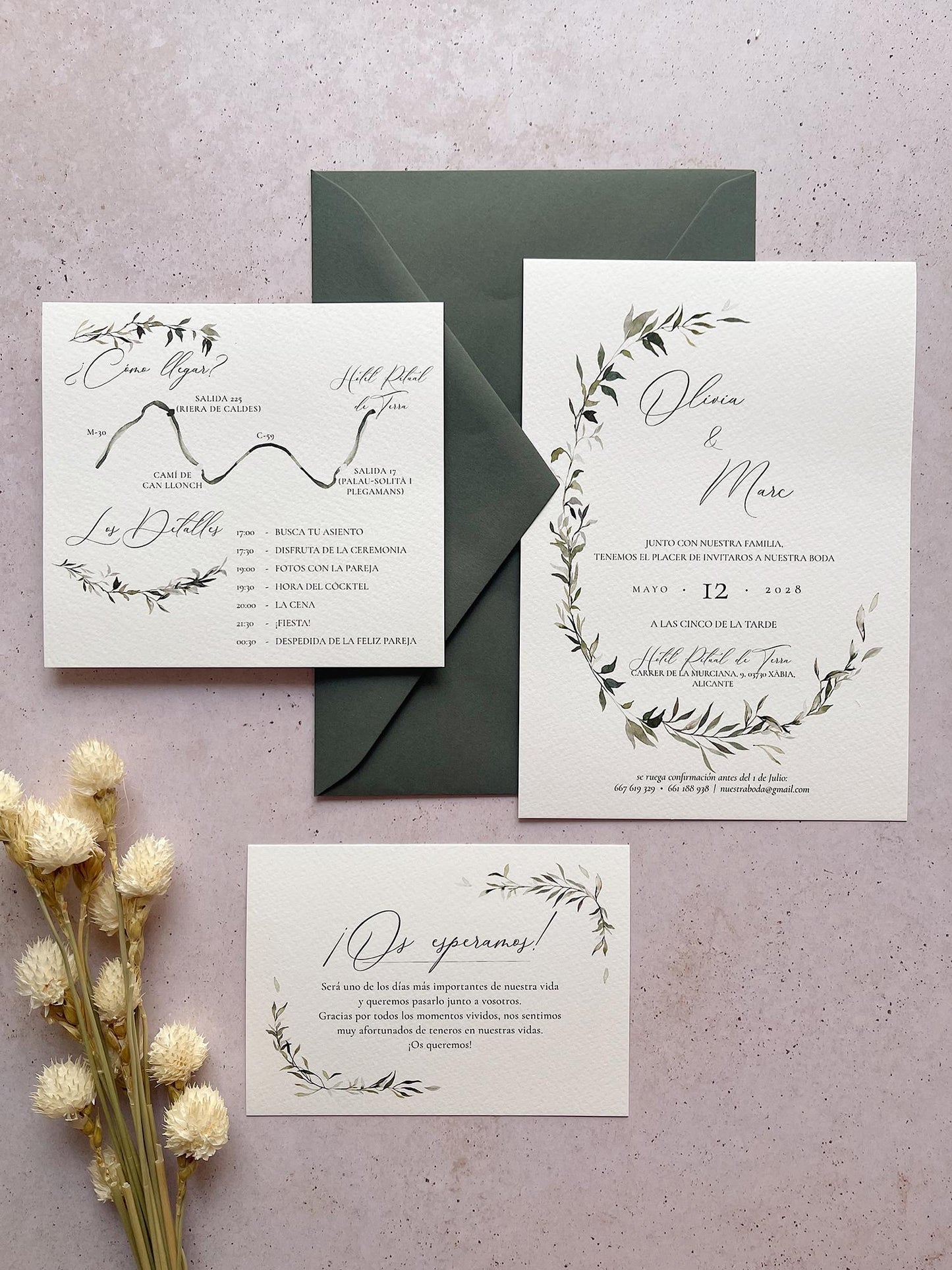 Invitación de Boda Verde Royal