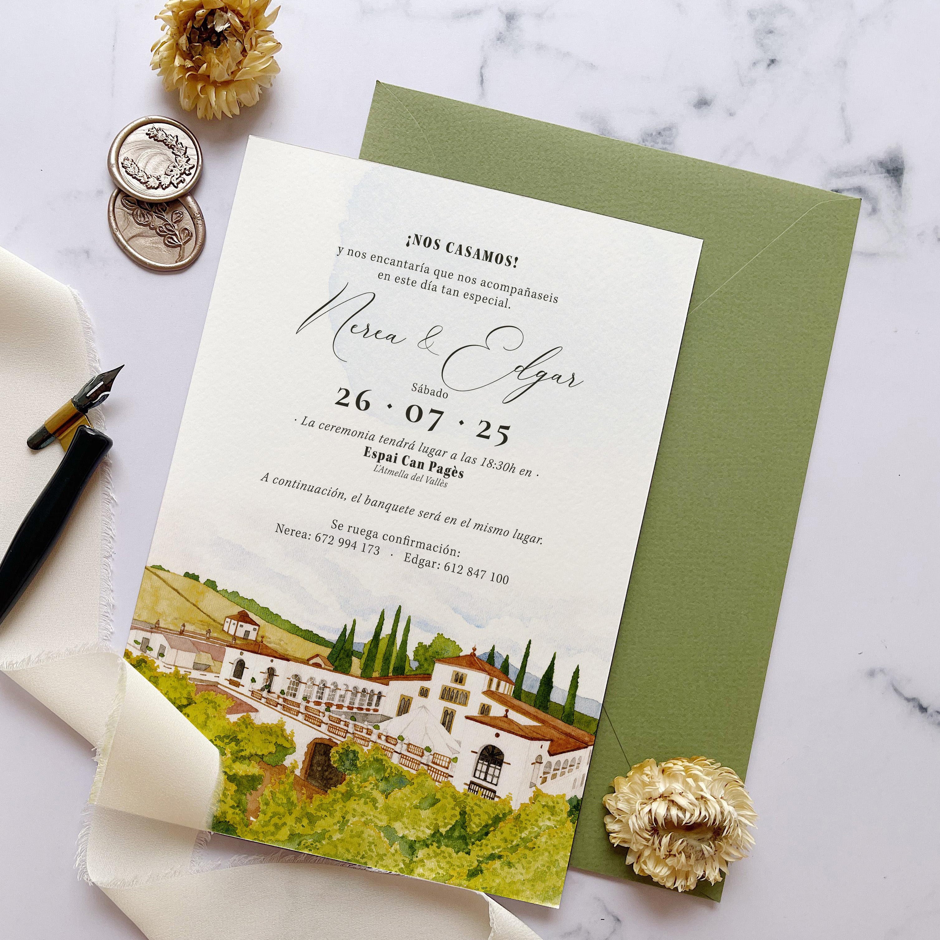 invitaciones de boda con acuarelas 