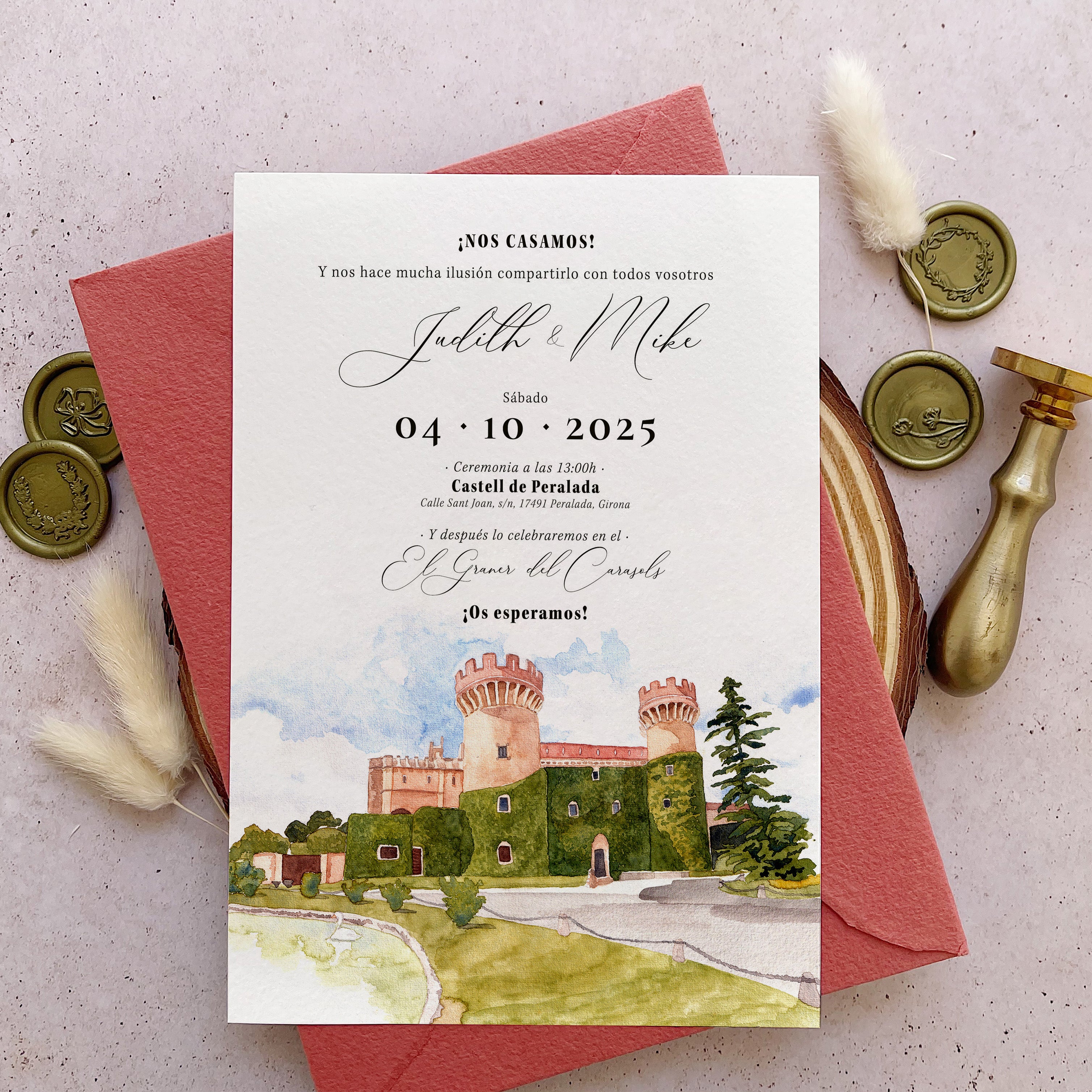 invitaciones de boda pintadas con acuarelas