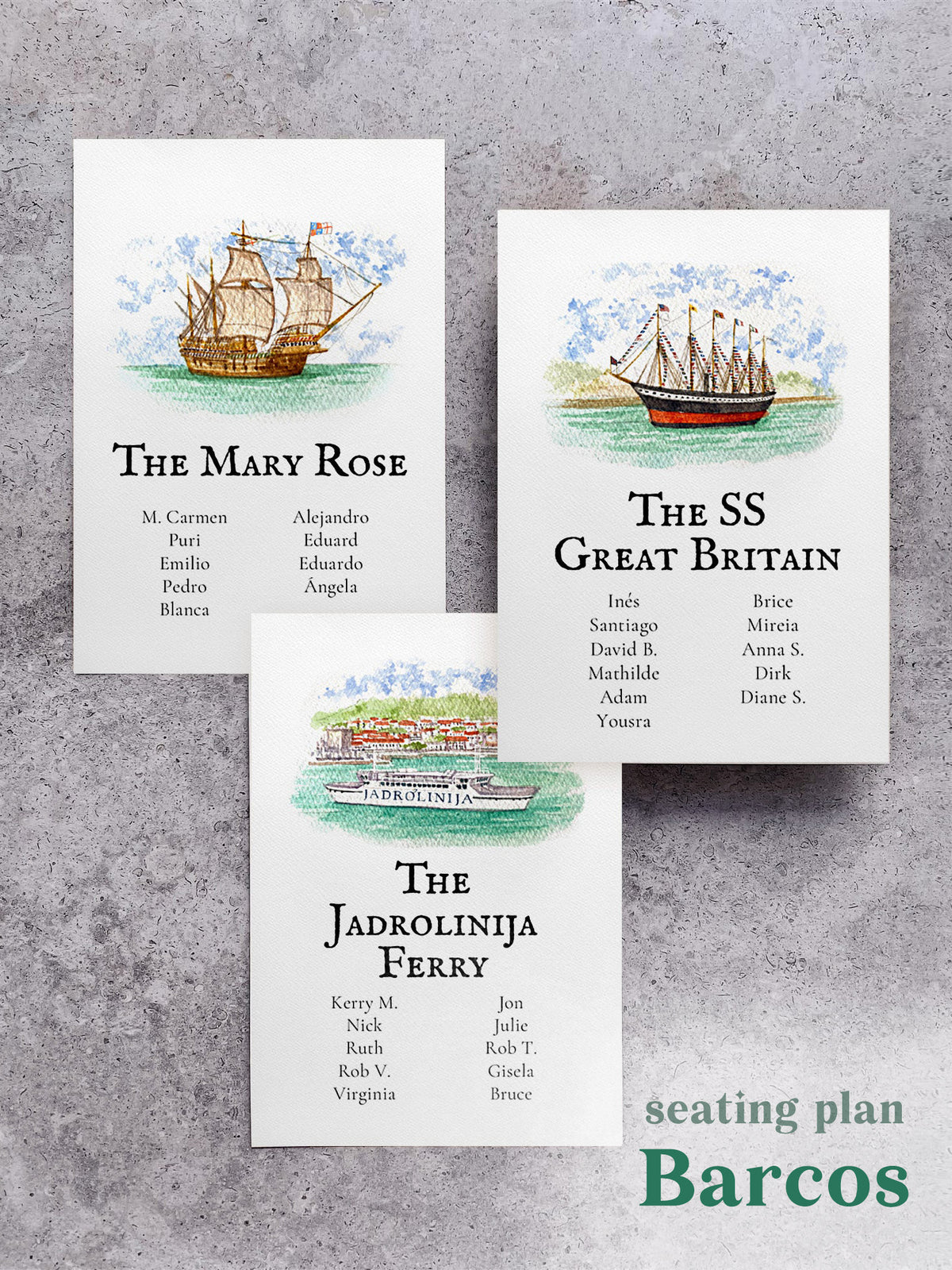Seating Plan/Meseros Barcos